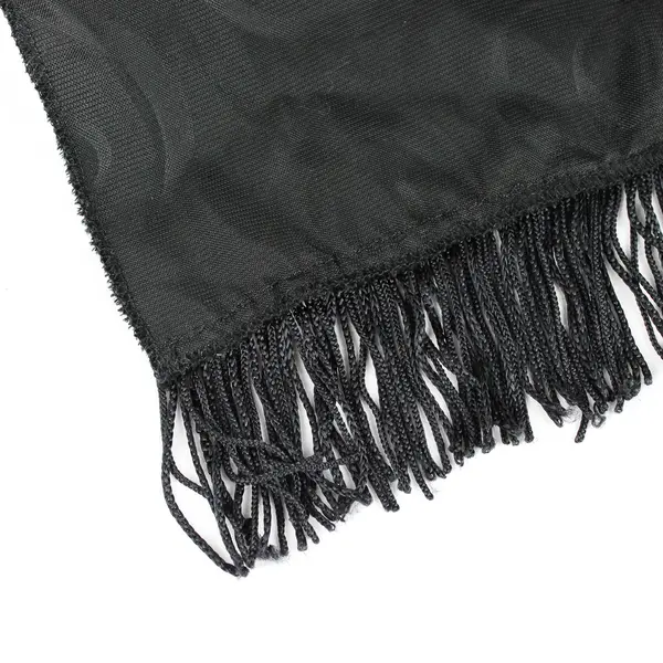 Women's Swirl Pattern Black Velvet Fringed Scarf 10.5" x 68"