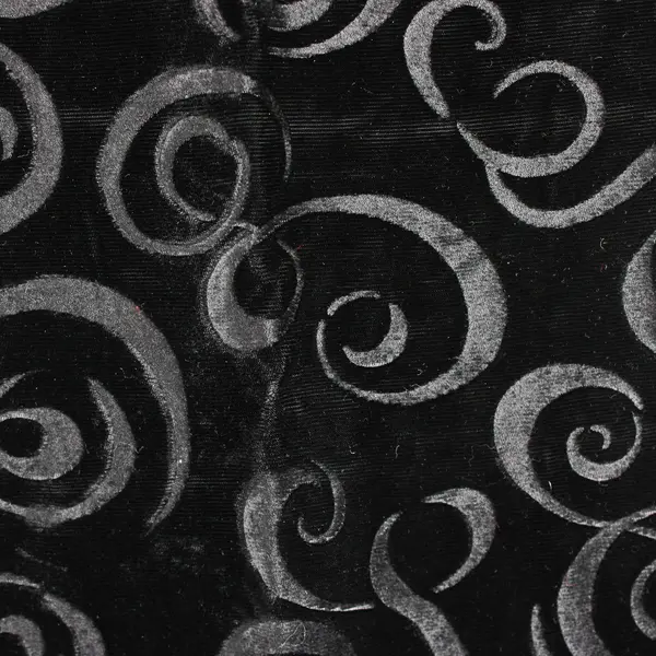 Women's Swirl Pattern Black Velvet Fringed Scarf 10.5" x 68"