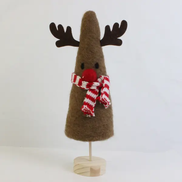 Lot of 2 Felted Christmas Holiday Reindeer Tree Decor Cute Figurines