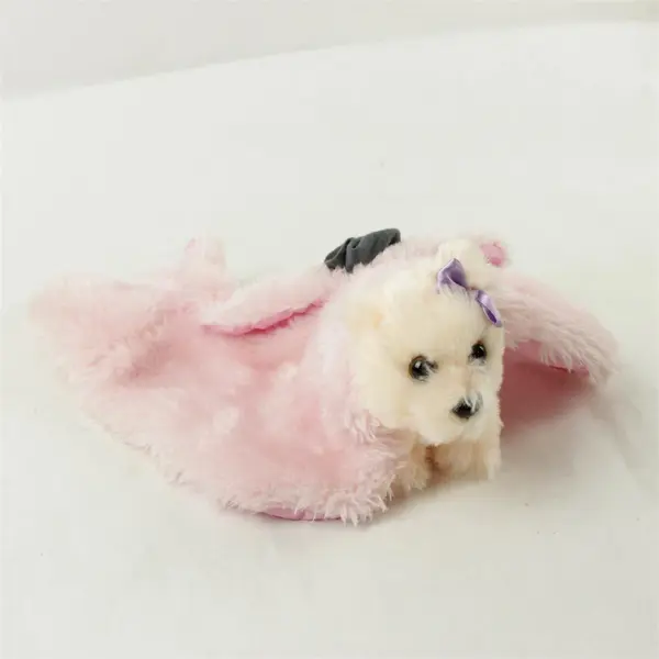 Plush Dog with Purple Bow Stuffed Animal 8in Soft Toy