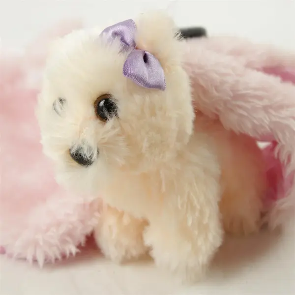 Plush Dog with Purple Bow Stuffed Animal 8in Soft Toy