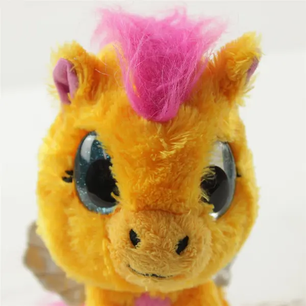 Hatchimals Orange Pegasus Plush Stuffed Animal Blue Sparkle Eyes 6.5in