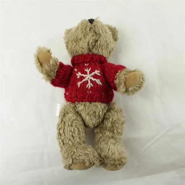 Brown Teddy Bear Red Snowflake Sweater Plush Adjustable Poseable Legs