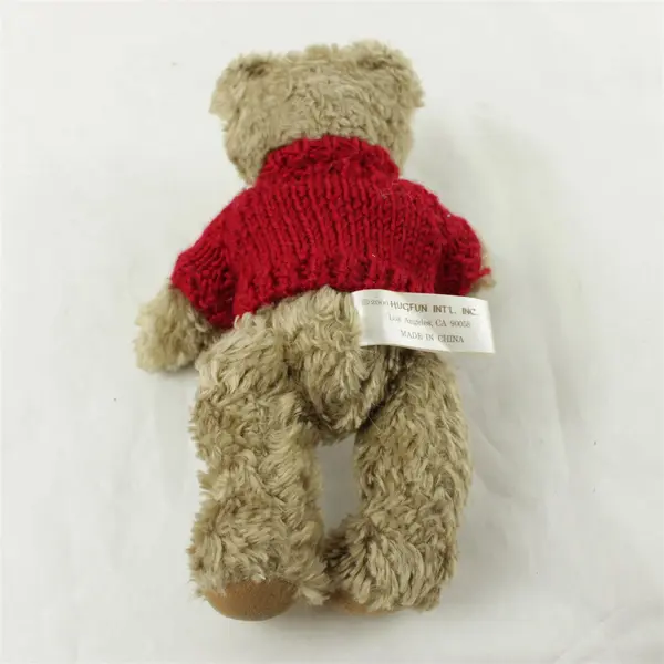 Brown Teddy Bear Red Snowflake Sweater Plush Adjustable Poseable Legs