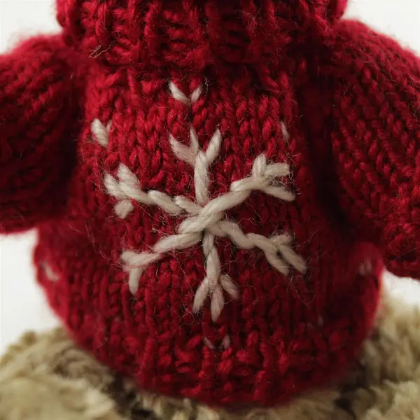 Brown Teddy Bear Red Snowflake Sweater Plush Adjustable Poseable Legs