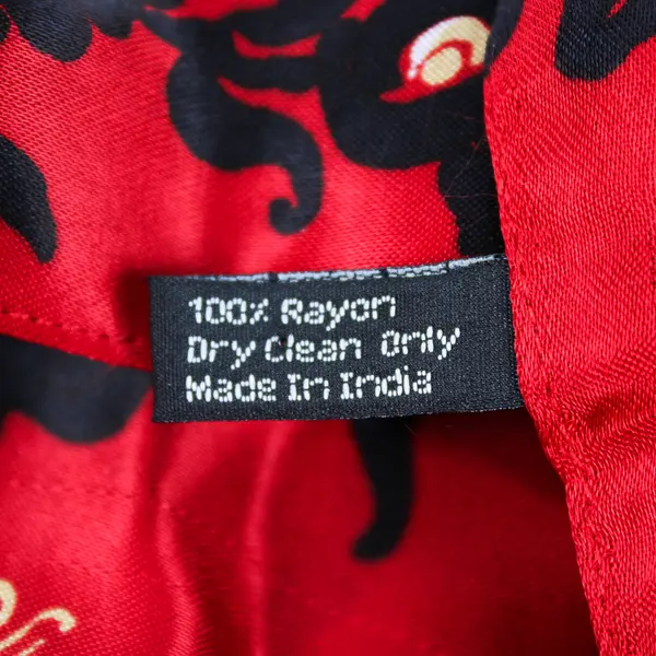 Zazou Red Black and Yellow Floral Pattern Fringed Rectangle Scarf 9.5" x 60"