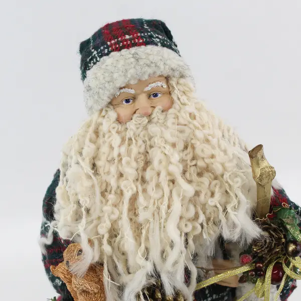 VTG Old World Woodland  Santa Figurine With Animals And Greenery 17”