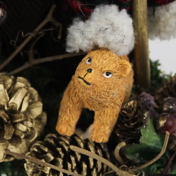 VTG Old World Woodland  Santa Figurine With Animals And Greenery 17”