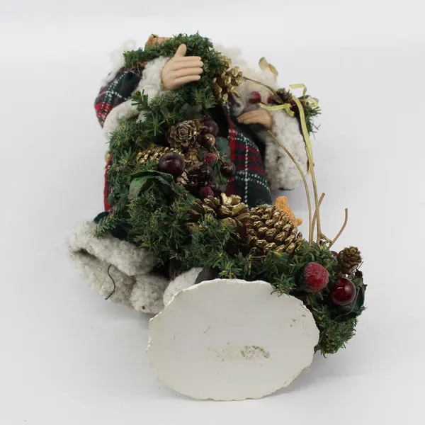 VTG Old World Woodland  Santa Figurine With Animals And Greenery 17”