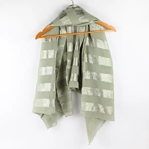 Sage Green Sheer Satin Scarf Shawl Spring Accessory 55" x 55"