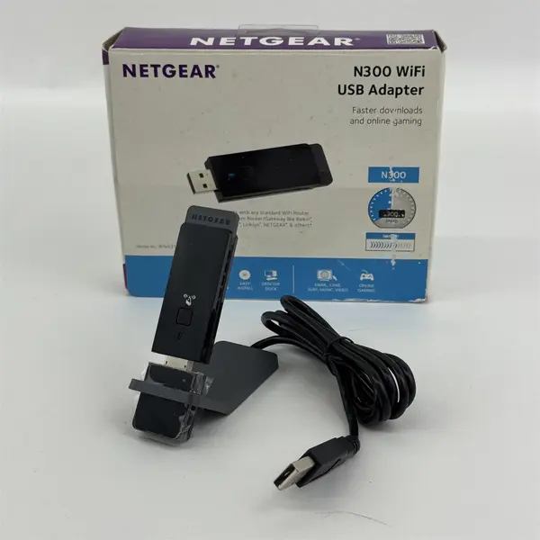 NetGear N-300 Wireless WiFi USB Adapter WNA3100 W Dock Original Box