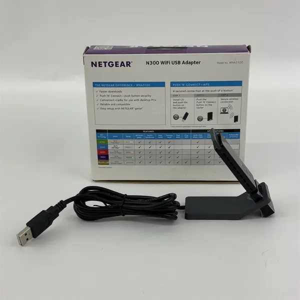 NetGear N-300 Wireless WiFi USB Adapter WNA3100 W Dock Original Box