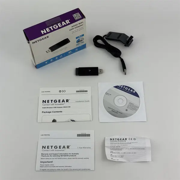 NetGear N-300 Wireless WiFi USB Adapter WNA3100 W Dock Original Box