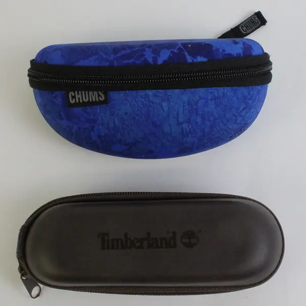 Lot Of 2 Chum & Timberland Sunglasses Glasses Holder/Case Blue & Brown