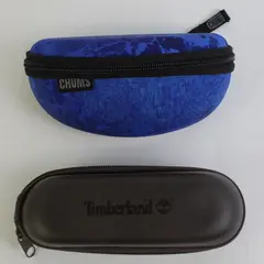 Lot Of 2 Chum & Timberland Sunglasses Glasses Holder/Case Blue & Brown