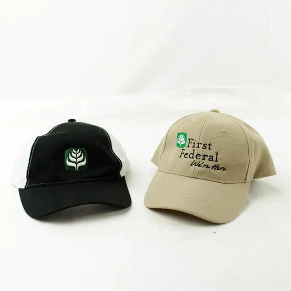 Lot of 2 First Federal Adjustable Baseball Hats Unisex Pre-Owned