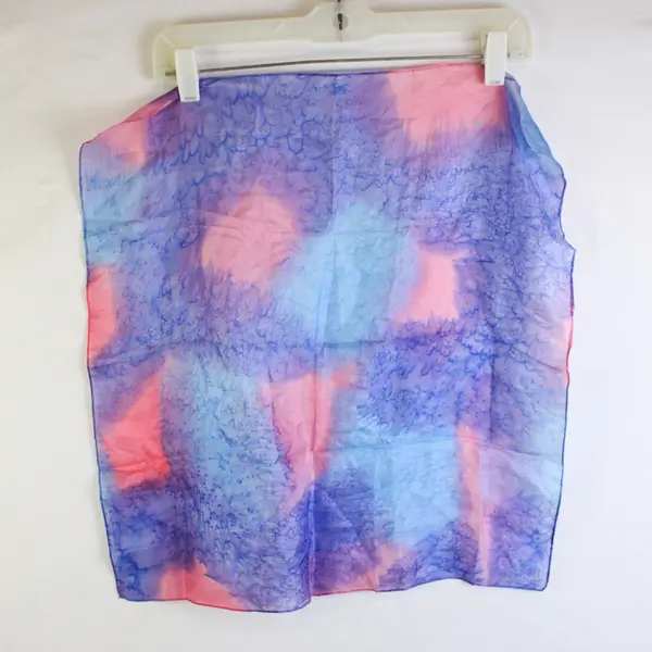 Lot of 3 Multicolor Tie Dye Sheer Silk Square Scarves 17.5" x 17.5"