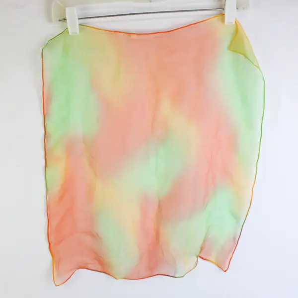 Lot of 3 Multicolor Tie Dye Sheer Silk Square Scarves 17.5" x 17.5"