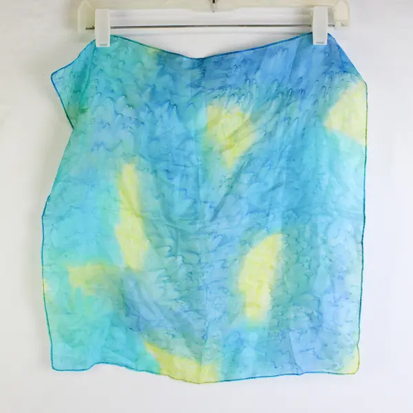 Lot of 3 Multicolor Tie Dye Sheer Silk Square Scarves 17.5" x 17.5"