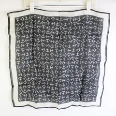 Vintage PA Paris Black and White Nautical Anchor Pattern Square Scarf 21" x 21"