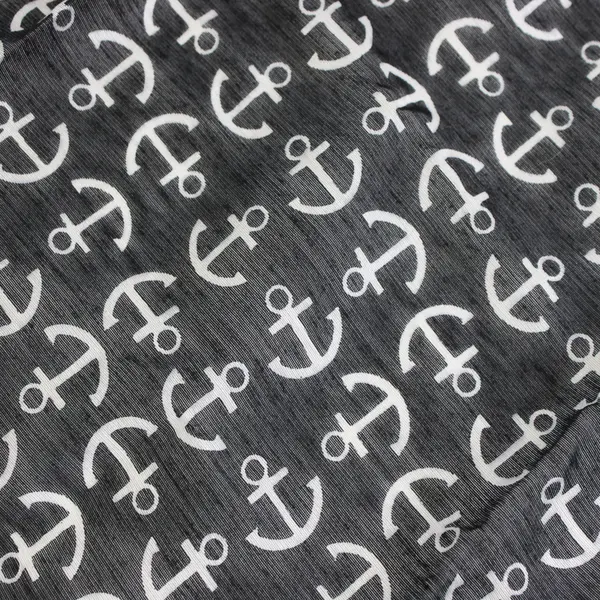 Vintage PA Paris Black and White Nautical Anchor Pattern Square Scarf 21" x 21"