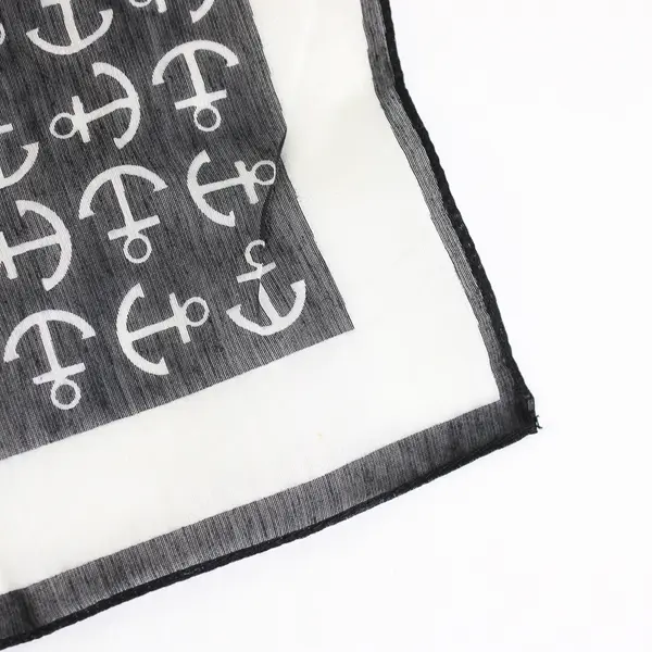 Vintage PA Paris Black and White Nautical Anchor Pattern Square Scarf 21" x 21"