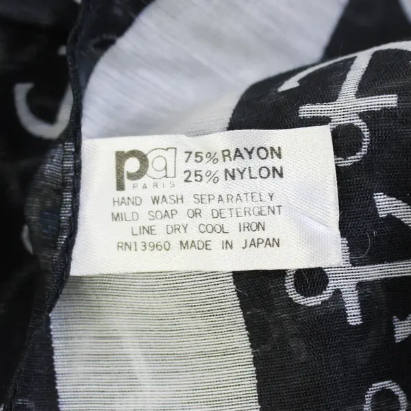 Vintage PA Paris Black and White Nautical Anchor Pattern Square Scarf 21" x 21"