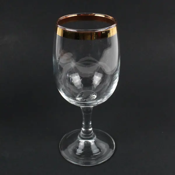 Lot Of 2 Matching Fostoria Classic Gold Trim Claret Wine Glasses 6.5" Tall