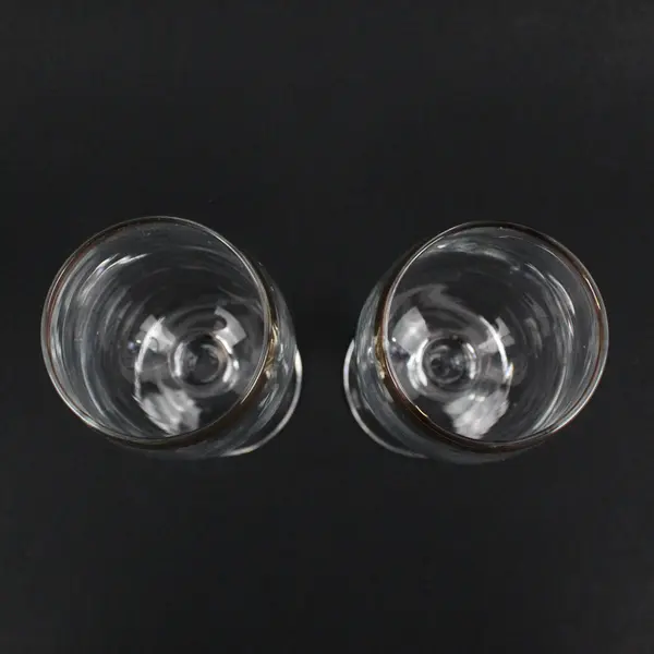 Lot Of 2 Matching Fostoria Classic Gold Trim Claret Wine Glasses 6.5" Tall