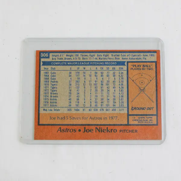 1978 Topps Baseball, Joe Niekro, #306, Near Mint Condition