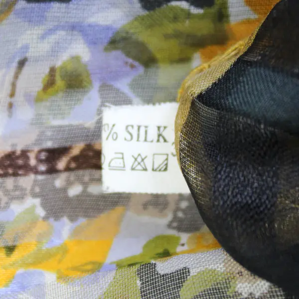 Black and Yellow Floral Pattern Sheer Silk Square Scarf 20" x 20"
