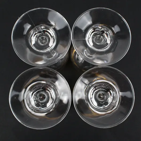 Lot Of 4 Cellini Crystal Clear Glass Wine Glasses Gold Trim 7.25" Tall