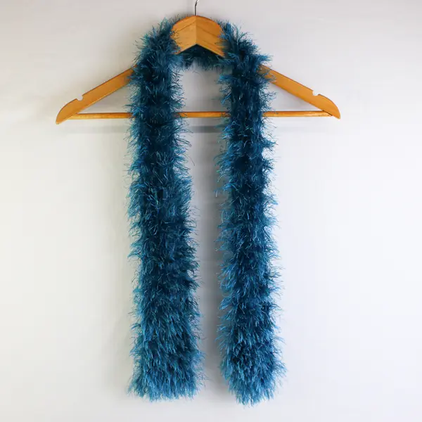 Lot of 4 Skinny Fuzzy Eyelash Scarves Blue Green Teal Purple