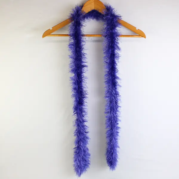 Lot of 4 Skinny Fuzzy Eyelash Scarves Blue Green Teal Purple