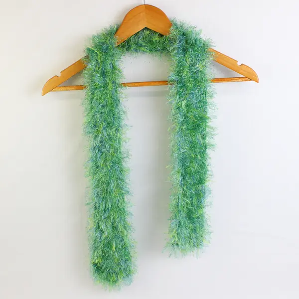 Lot of 4 Skinny Fuzzy Eyelash Scarves Blue Green Teal Purple