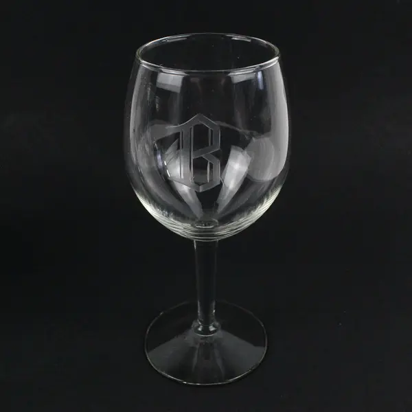 Lot Of 6 Matching Unbranded Clear Glass Wine Glasses Etched "B" 7.25" Tall