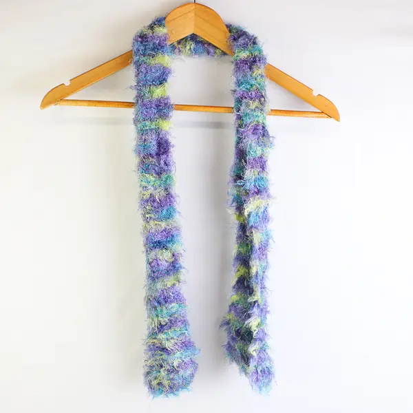 Lot of 3 Multicolor Skinny Fuzzy Eyelash Scarves Whimsical Accessories