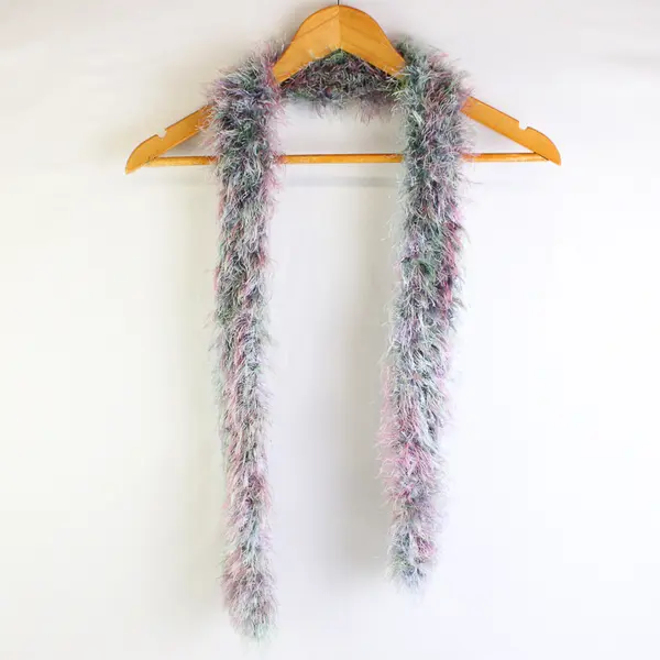 Lot of 3 Multicolor Skinny Fuzzy Eyelash Scarves Whimsical Accessories