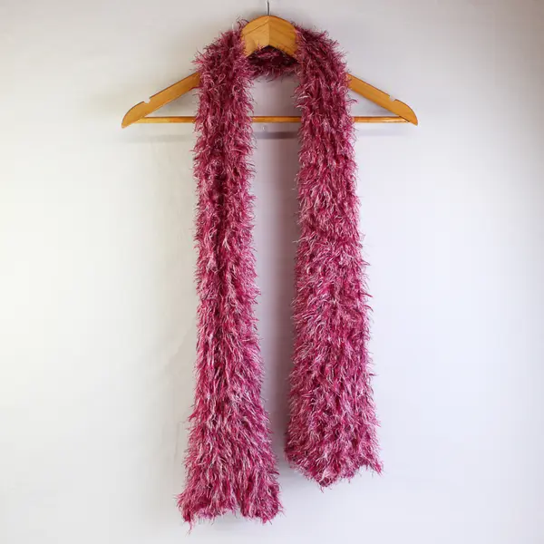 Lot of 3 Skinny Fuzzy Eyelash Scarves Pink and Purple