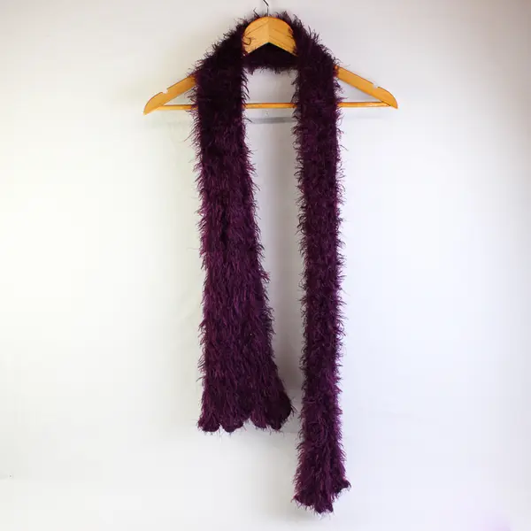 Lot of 3 Skinny Fuzzy Eyelash Scarves Pink and Purple