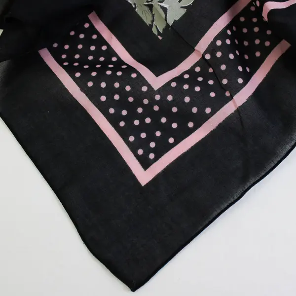 Vintage Pink Floral Pattern Sheer Black Square Scarf 42" x 42"