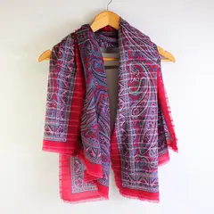 Vintage Red Pink and Purple Paisley Pattern Semi-Sheer Square Scarf 45" x 45"