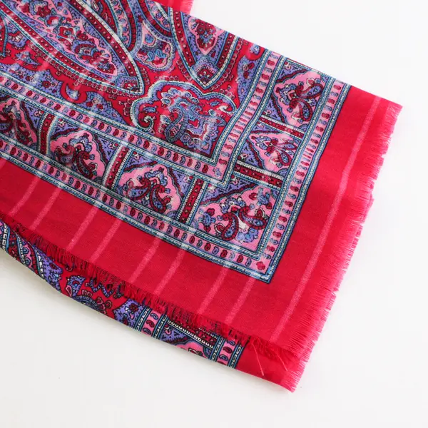 Vintage Red Pink and Purple Paisley Pattern Semi-Sheer Square Scarf 45" x 45"