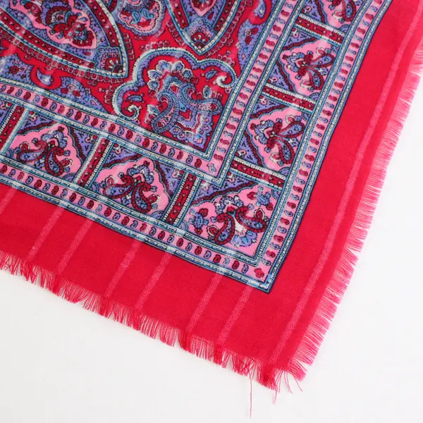 Vintage Red Pink and Purple Paisley Pattern Semi-Sheer Square Scarf 45" x 45"