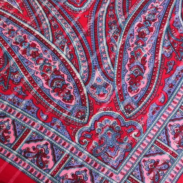 Vintage Red Pink and Purple Paisley Pattern Semi-Sheer Square Scarf 45" x 45"