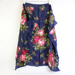 Vintage Pink Green Navy Blue Rose Print Square Scarf 30" x 30"