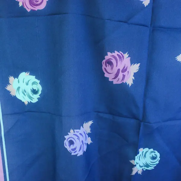 Vintage Blue and Purple Striped Rose Print Sheer Square Scarf 30" x 30" FLAWED