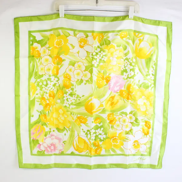 Vintage Avon SM Kent Spring Floral Print Square Scarf 27" x 27"