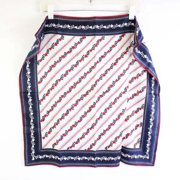 VTG Vera Neumann Red White Blue Floral Square Scarf 21.5" x 21.5" FLAWED