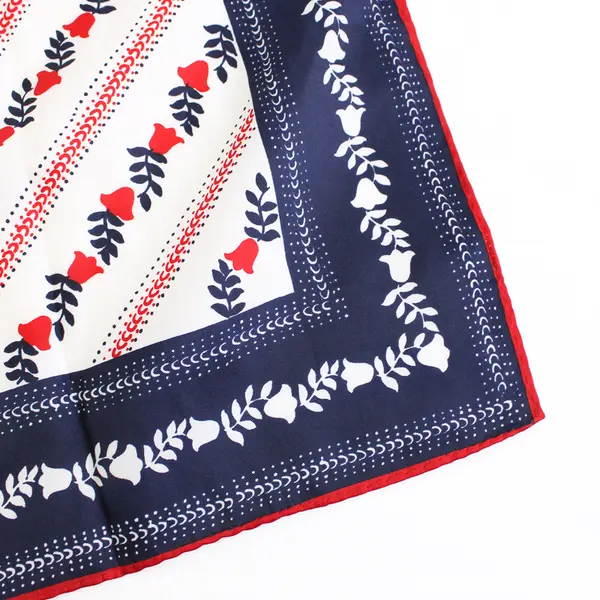 VTG Vera Neumann Red White Blue Floral Square Scarf 21.5" x 21.5" FLAWED